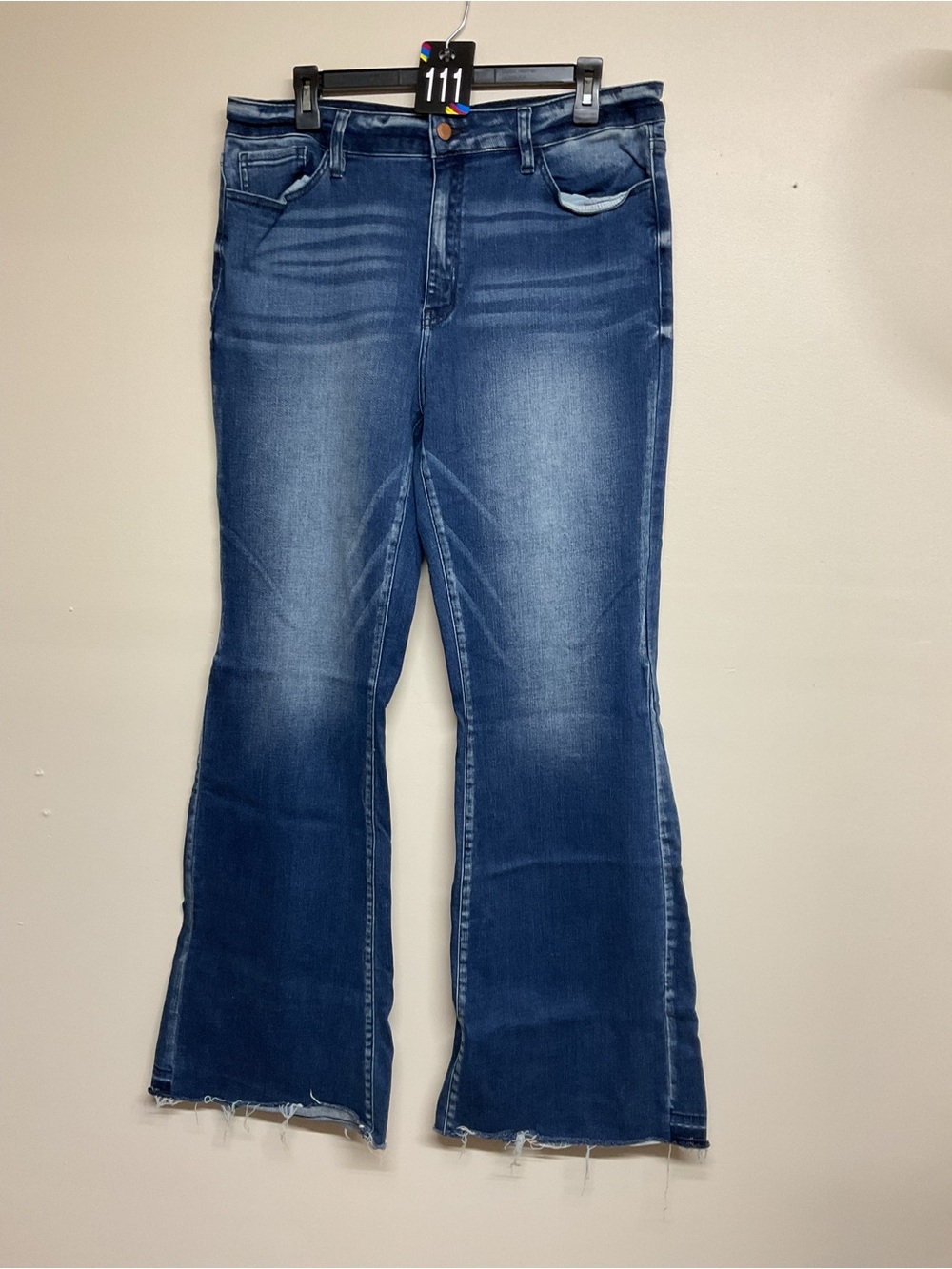 KanCan Dark Blue Flare Jeans with Faded Wash
